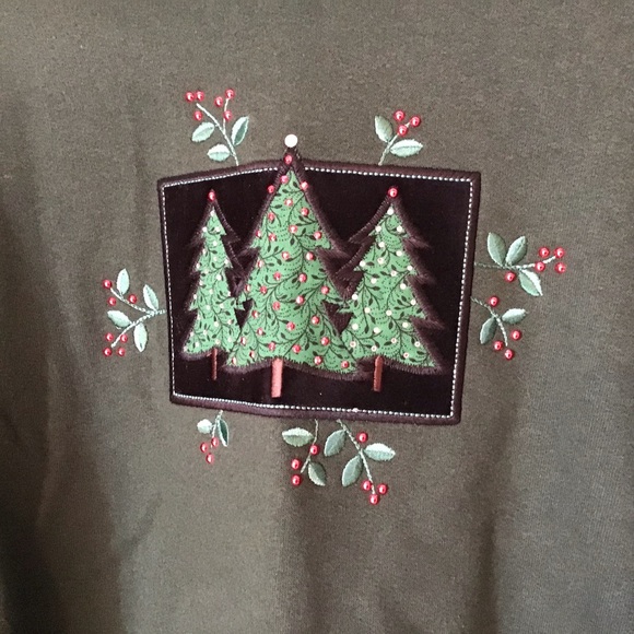 Christmas Tree and Holly Pull Over Sweatshirt - Picture 4 of 5